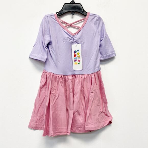 Dot Dot Smile Girls Purple & Pink Ballerina Short Sleeve Dress Size 2T - Picture 1 of 4